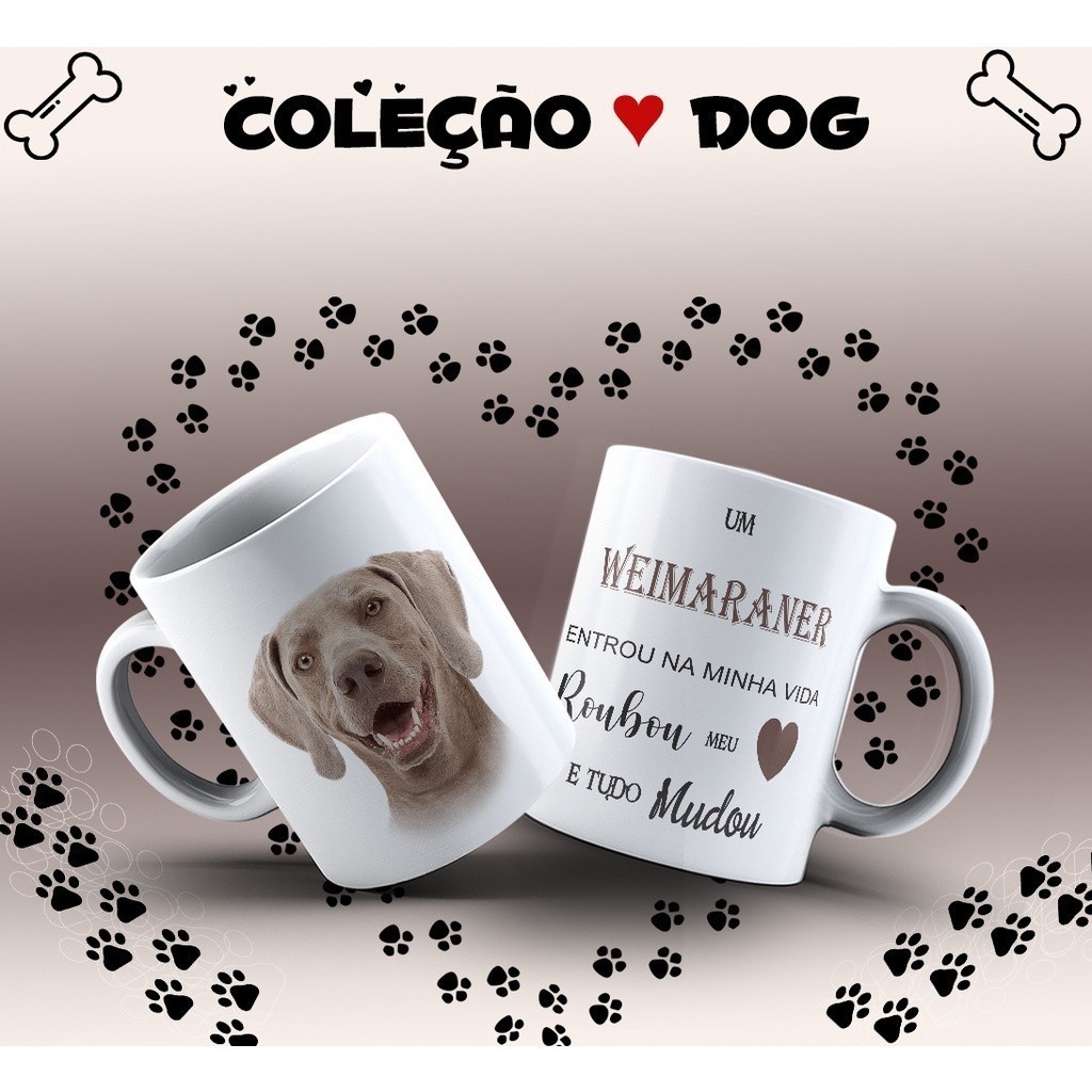 Caneca de Porcelana Personalizada Weimaraner 325ml