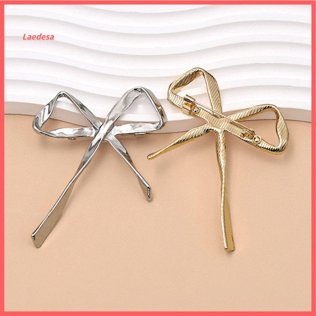 Bowknot Shape Pin Women Bow Brooch Hollow Alloy Gold Silver Plated Lapel for Stylish Sweater Cardigan Coat Accessory Ele