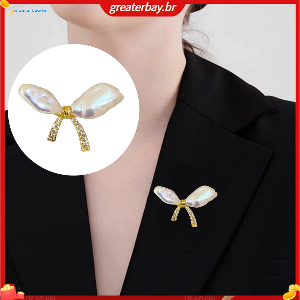 Elegant Women’s Bow Shape Pearl Brooch – Anti-wear Lapel Pin for Scarves Shawls Bags Fashionable Badge Accessory Per