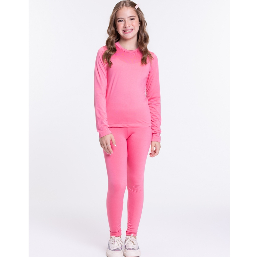 CONJUNTO INFANTIL BLUSA + CALÇA TÉRMICA ROSA