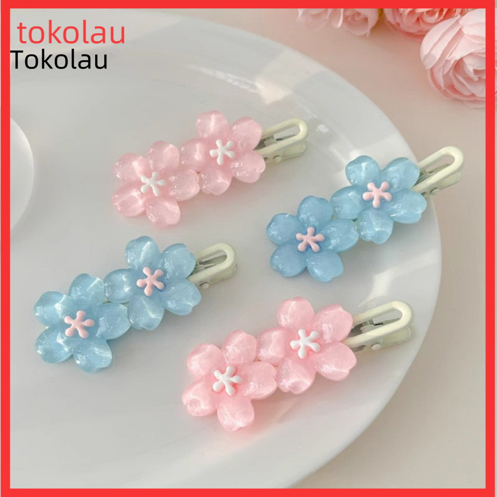 Cherry Blossom Hairpin Girl 4pcs Girls Hair Clips Set Macaron Color Pearlescent Hairpins Wavy Bang Accessories Cute and