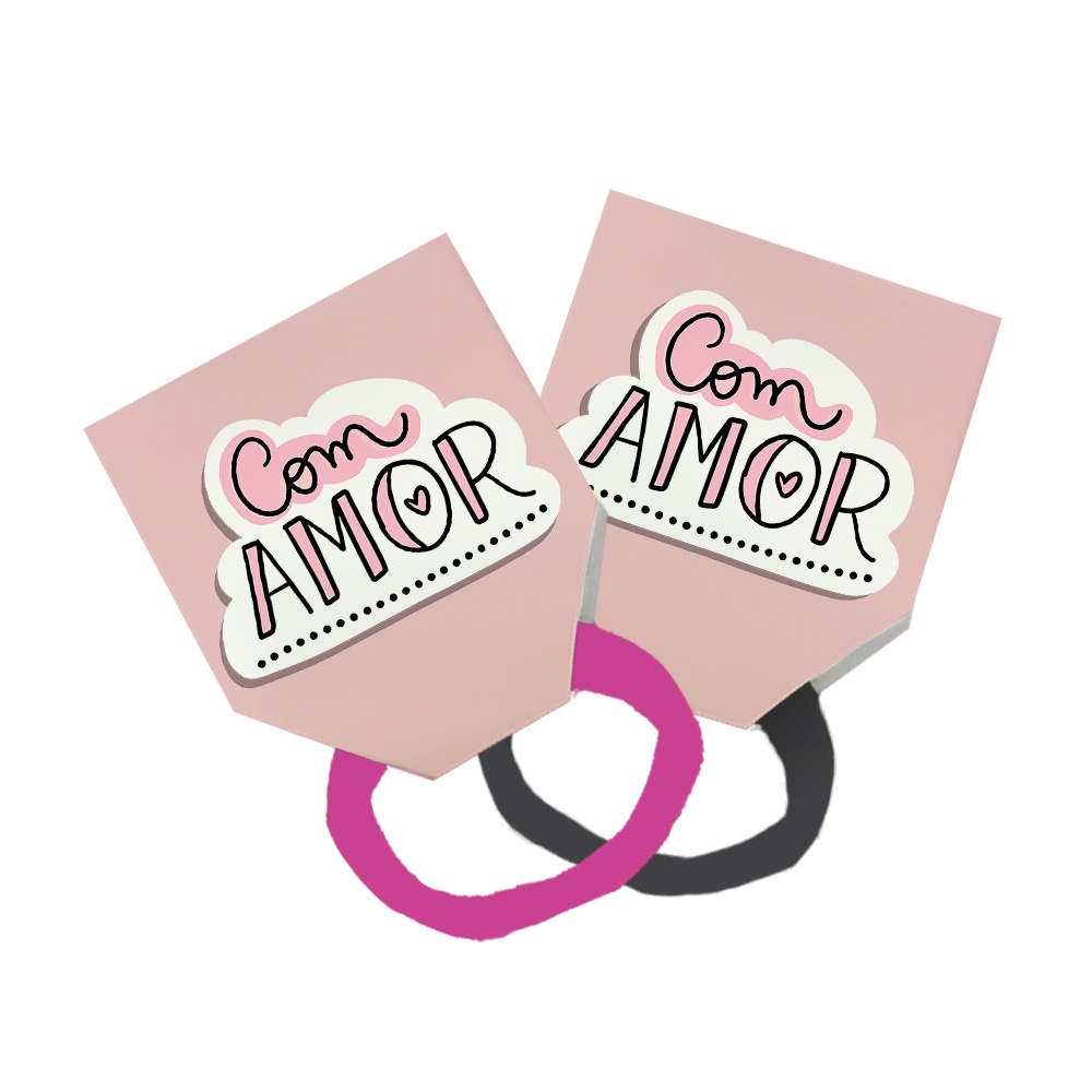 40 Xuxinha Elastico Para Cabelo + Tag Cute Com Amor Rosa Nude 293