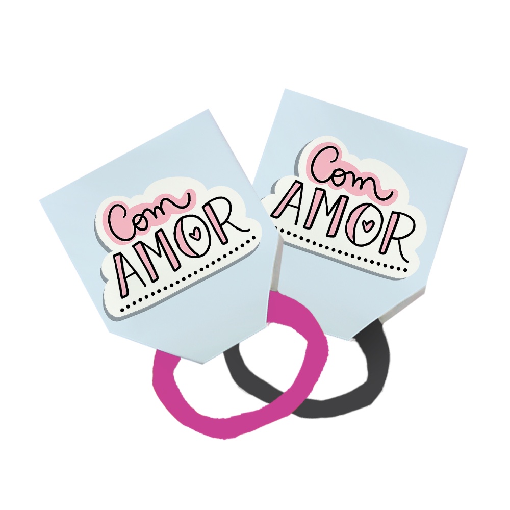 40 Xuxinha Elastico Para Cabelo + Tag Cute Com Amor Azul Claro 291