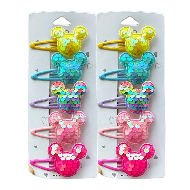 2PCS Cute Princess Sequin Fish Scale Animal Head Girls Hairpins Crianças Acessórios De Cabelo