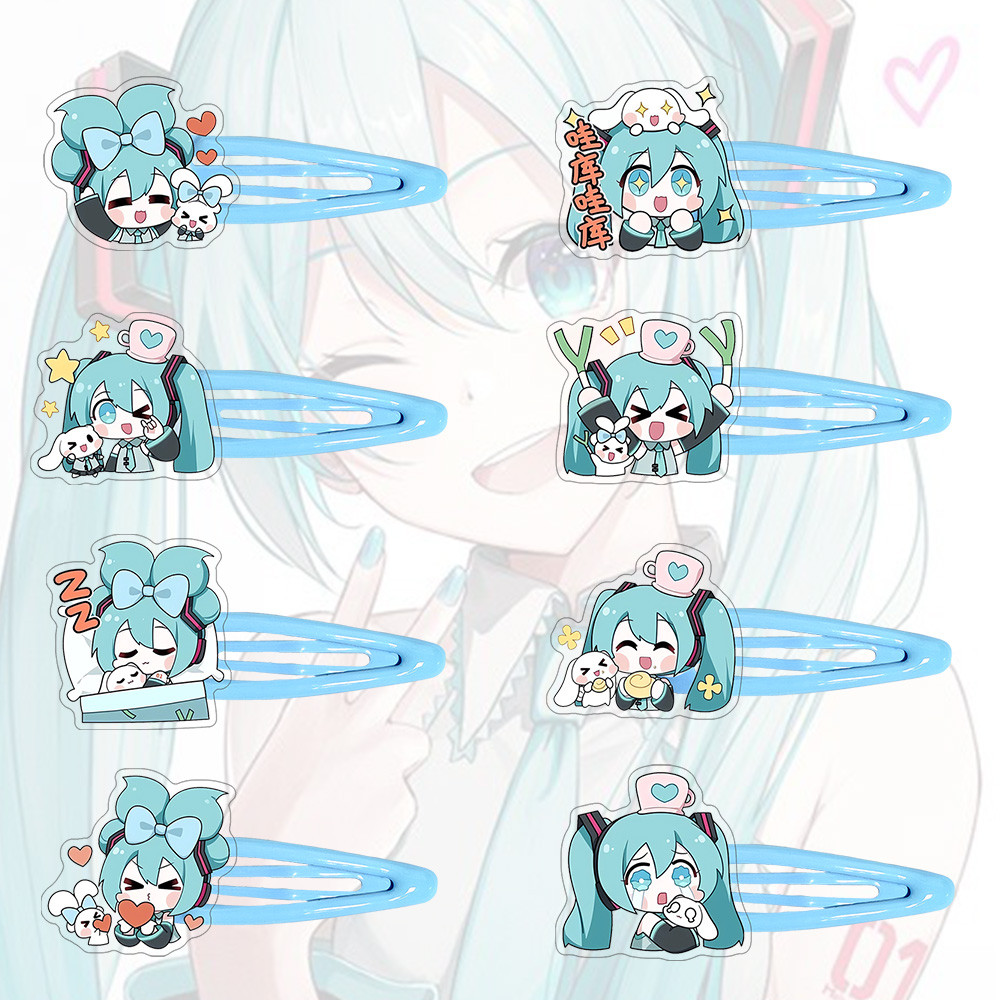 Alfinetes De Cabelo Acrílicos Hatsune Miku Cute Cartoon Girl Anime 50mm Grampos Acessórios Para