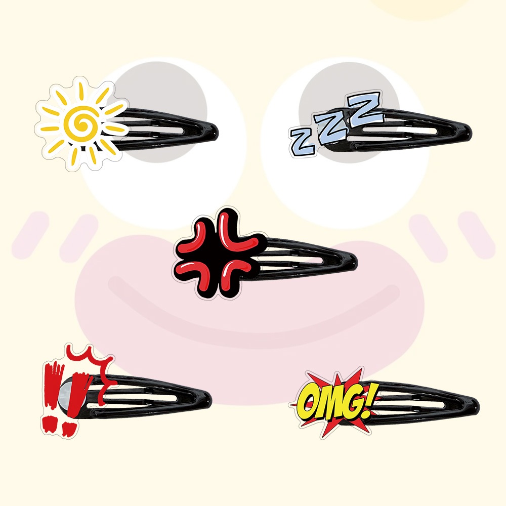 Grampos De Cabelo Acrílicos Emojis Cute Girl 50mm Acessórios Para