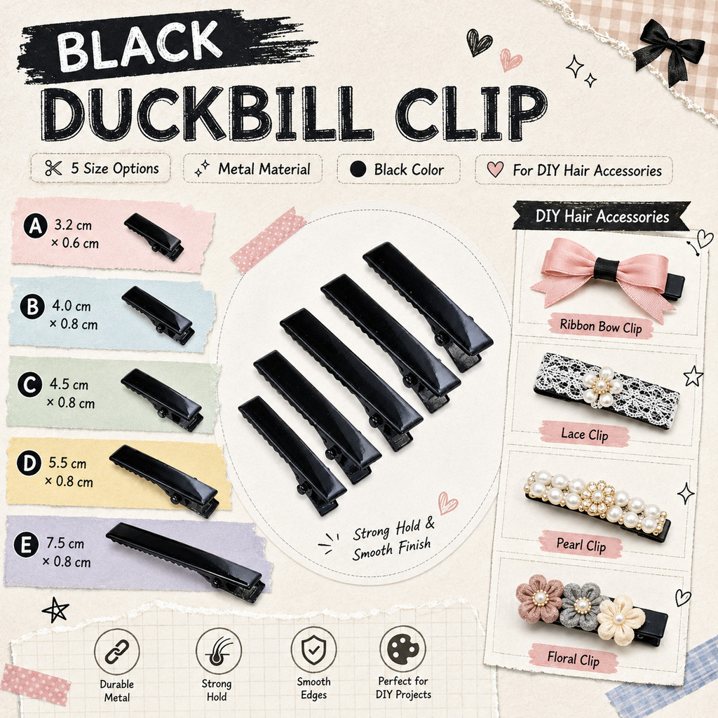 Cute DIY Ribbon Hair Clip Kit, includes BB Clips and Alligator Clips
