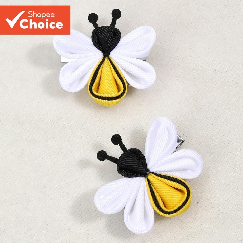 2pcs Baby Girls Cute Bees Bow Hair Clip Com Jacaré Para Acessórios De Cabelo Do Festival Das Abelhas