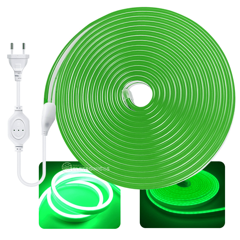 Fita Neon LED VERDE 2835 Flexível 5 Metros Alta Qualidade De Brilho De Silicone Potente 171