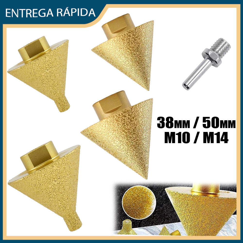 Broca de chanfrar diamante serra de furo cerâmico rosqueada M14/M10 50/38mm moagem de chanfradura cônica Ferramenta
