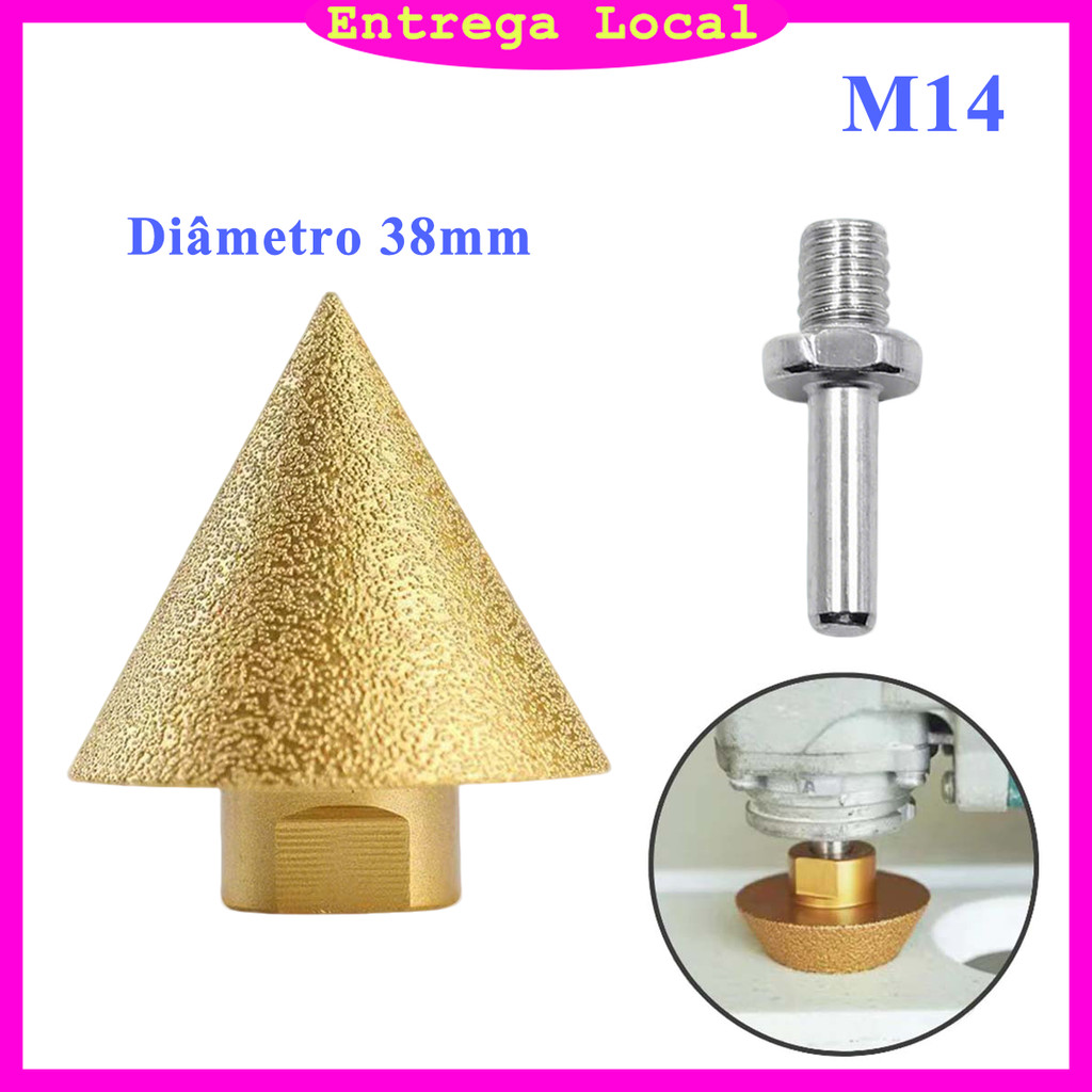 Broca de alargamento de furo diamantado 38mm M14 com kit de biela M14