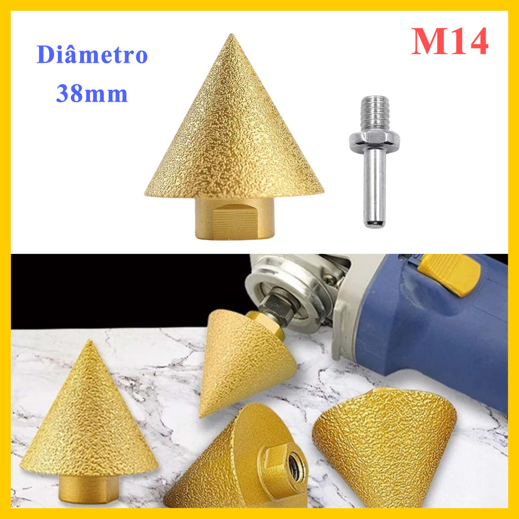 Broca de diamante M14 38mm de diâmetro escareado furo fresagem dupla finalidade com biela M14