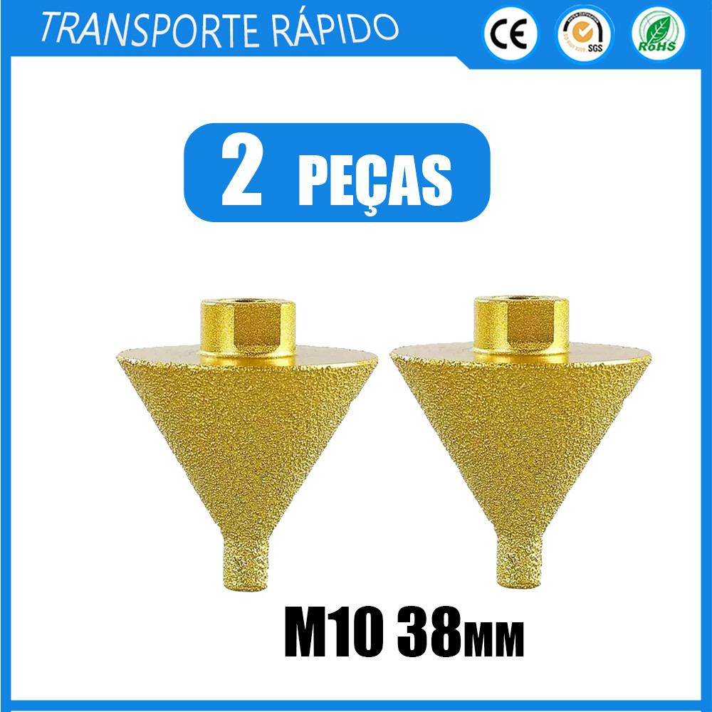 2x broca cónica de abertura de furo de diamante M10 38mm