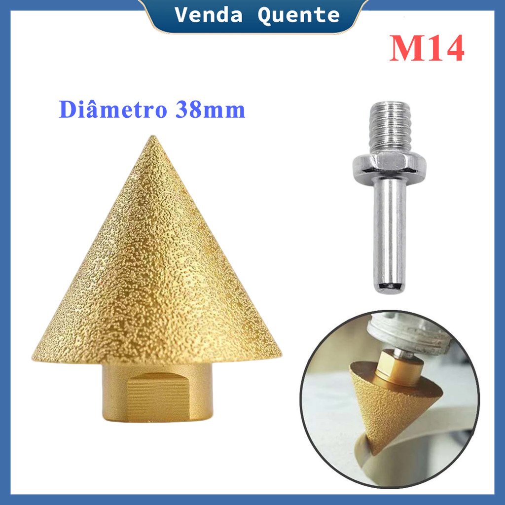 38mm diamante alargador M14 Rosca rebarbadora furo escareado Broca