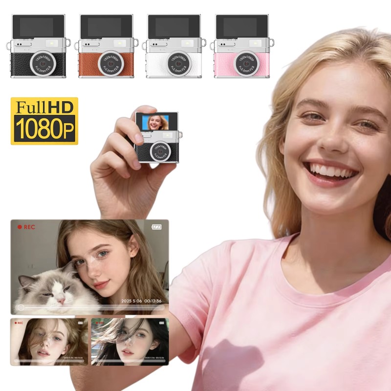 Câmera Digital Retrô com Flip S150Pro, 1080P, Tela IPS de 0,96 pol., Câmera de Bolso Portátil para Estudantes, Viagens e