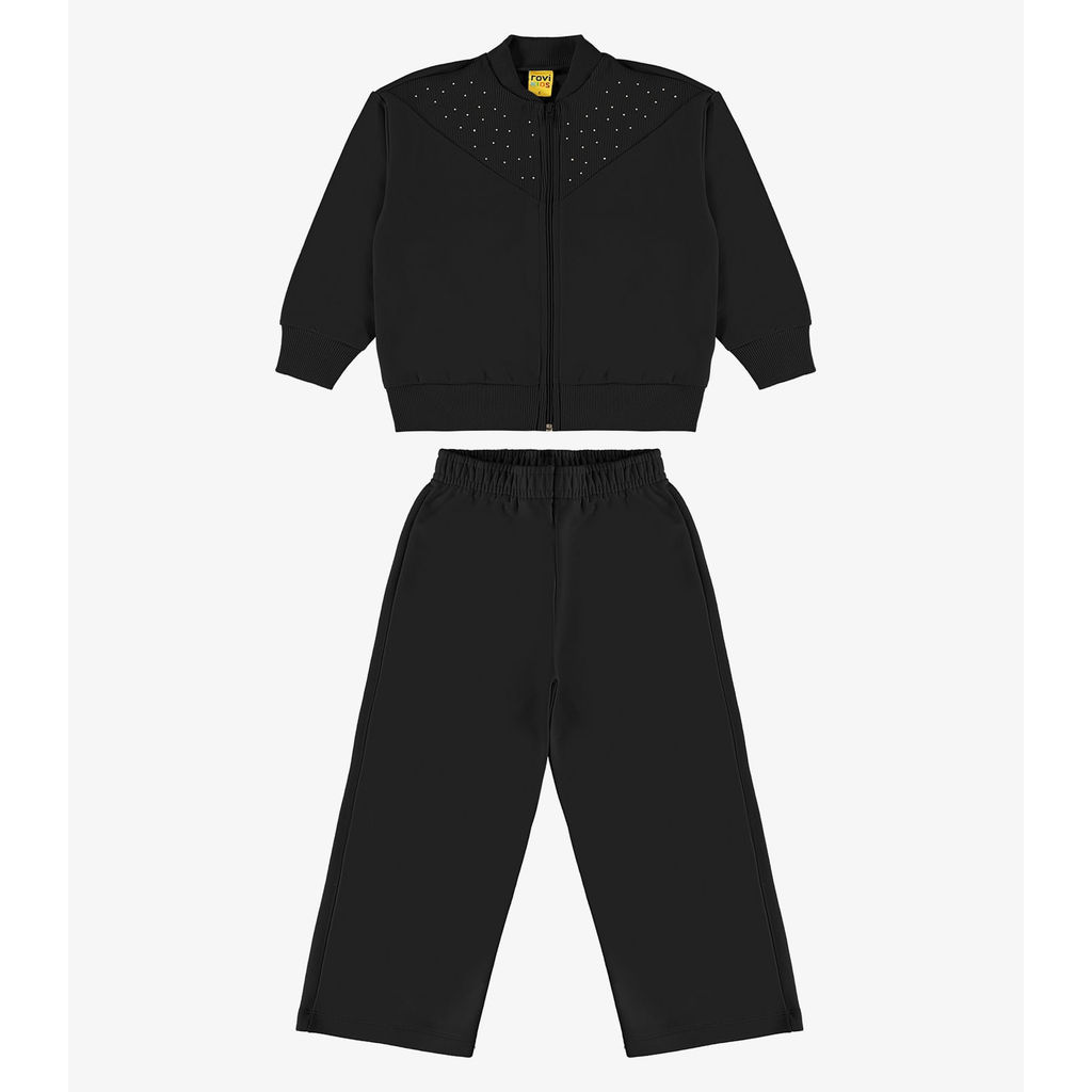 Conjunto Jaqueta com Wide Leg Moletom Rovi Kids Preto