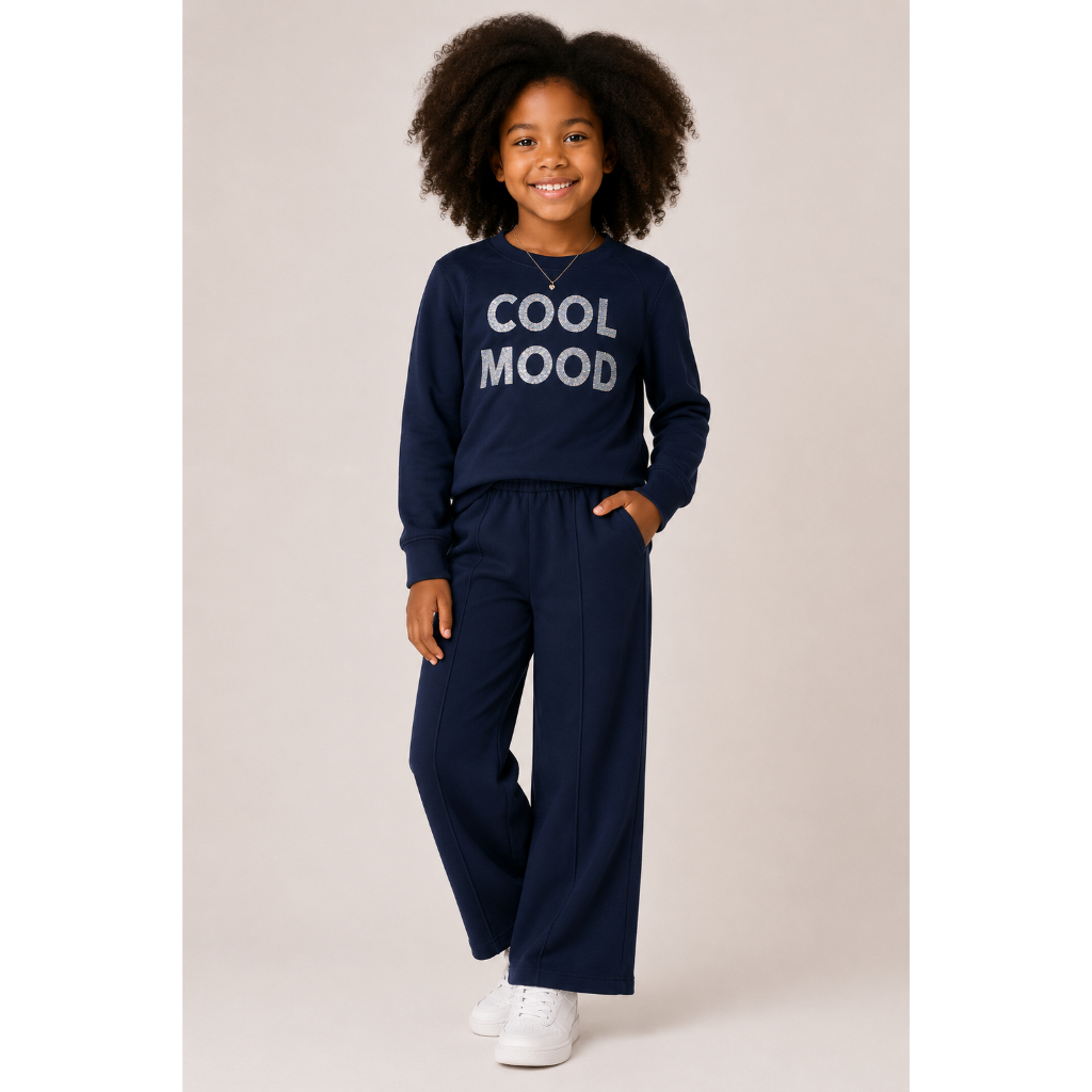 Conjunto Infantil Feminino Moletom Wide Leg Brandili