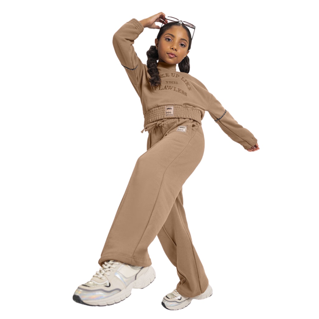Conjunto Cropped e calça Wide Leg Infantil Menina