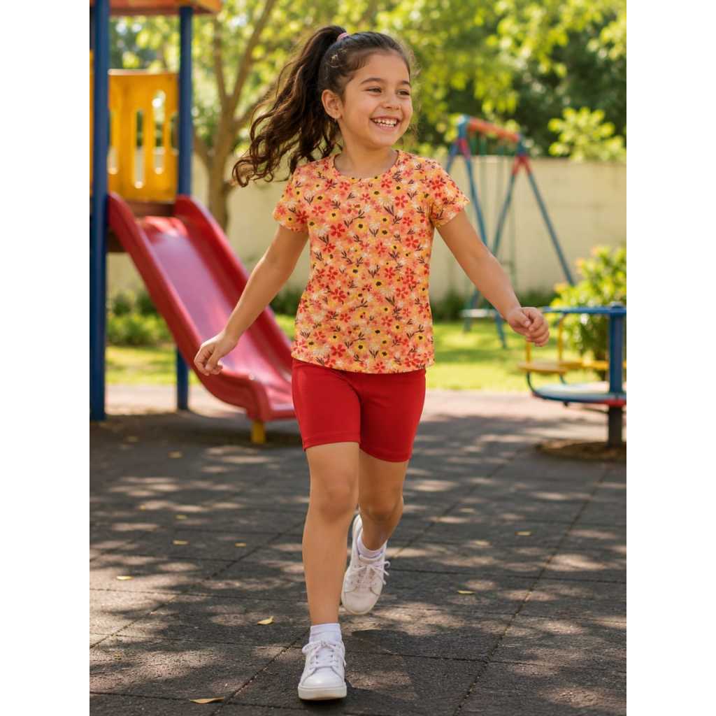 Conjunto Infantil Feminino - Blusinha Estampada + Short Leg