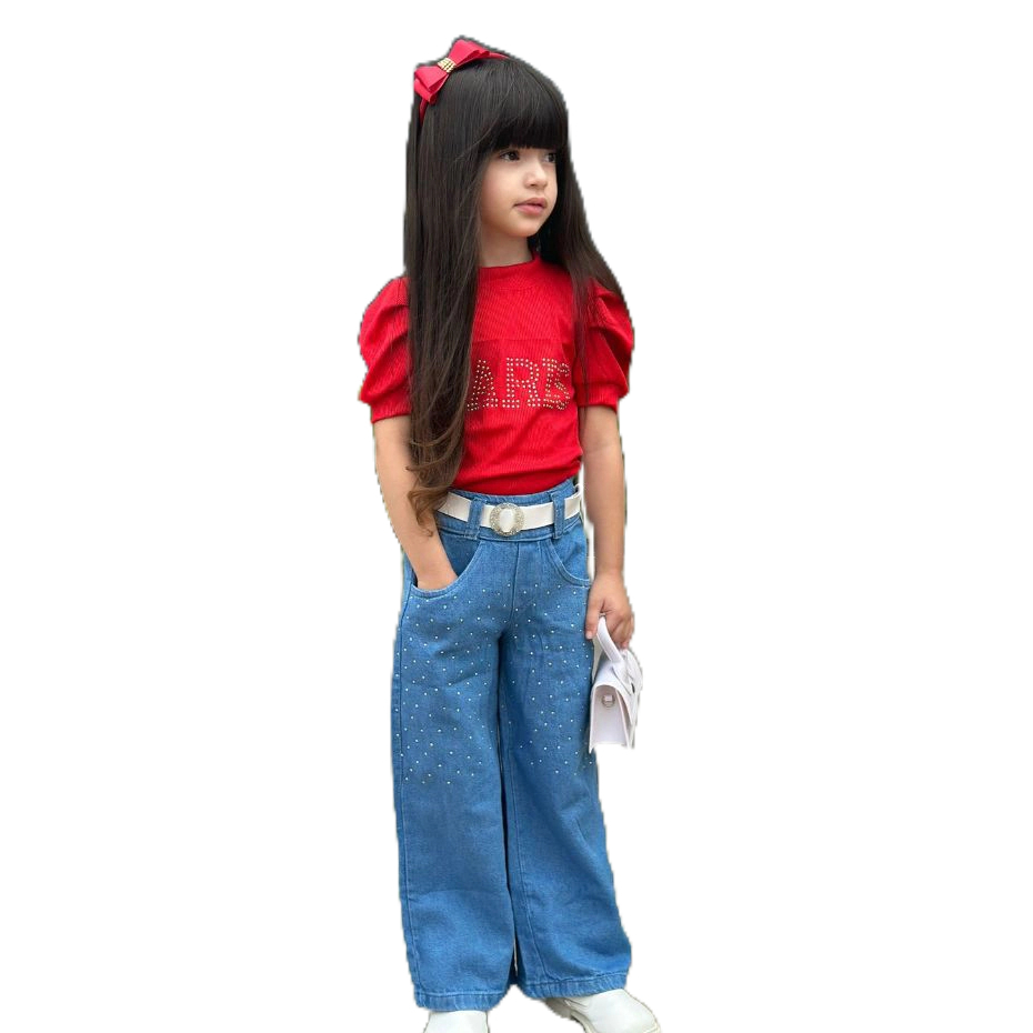 Roupa infantil menina blogueirinha 5 peças Tam 2 A 10 ANOS Wide leg