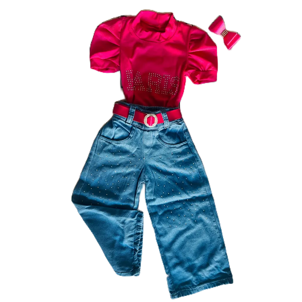 Roupa infantil menina blogueirinha 5 peças Tam 2 A 10 ANOS Wide leg