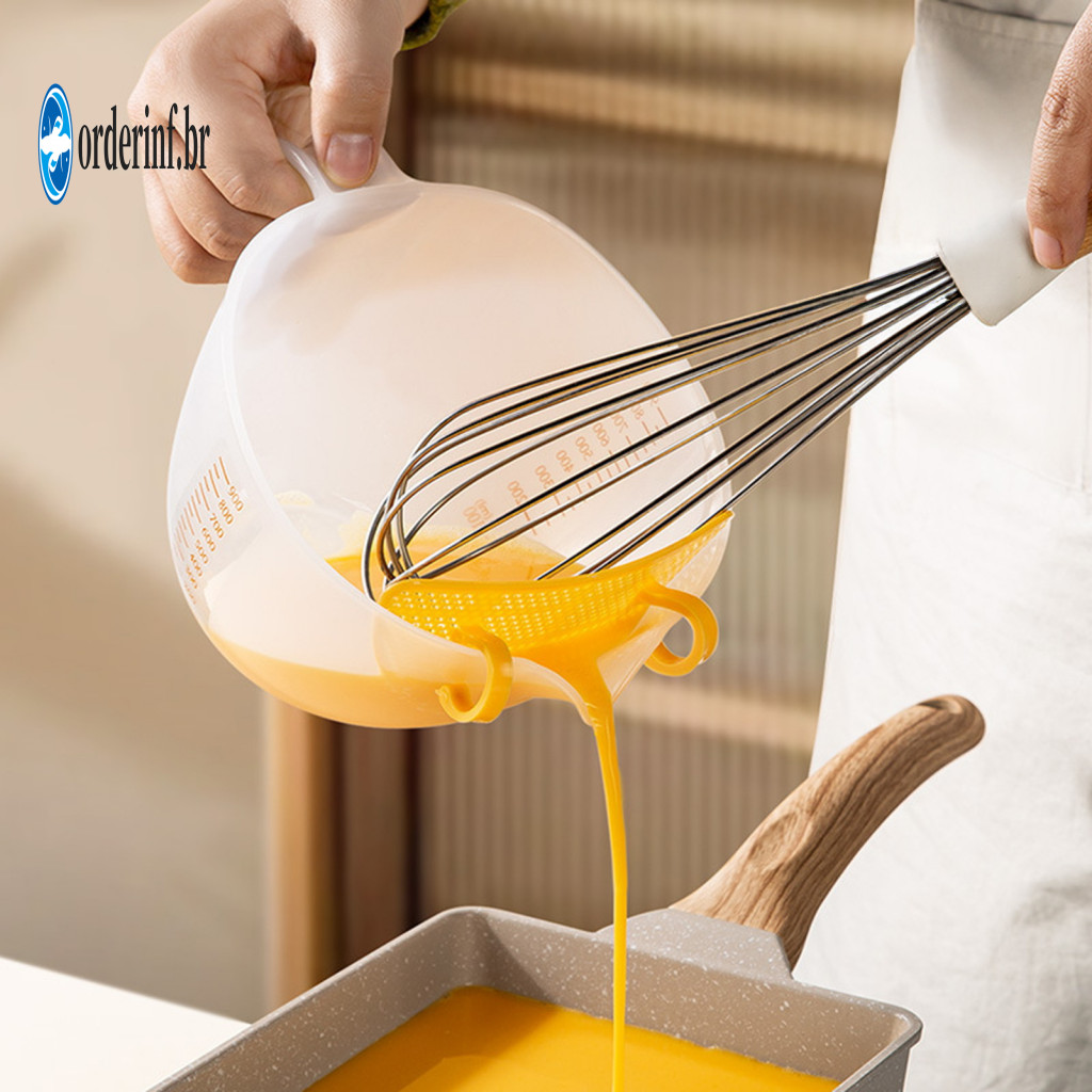 Baking Mixing Bowl Food Grade Pp Container Egg Beating Cup with Strainer 1000ml Measuring Graduated for Liquid Batter fo