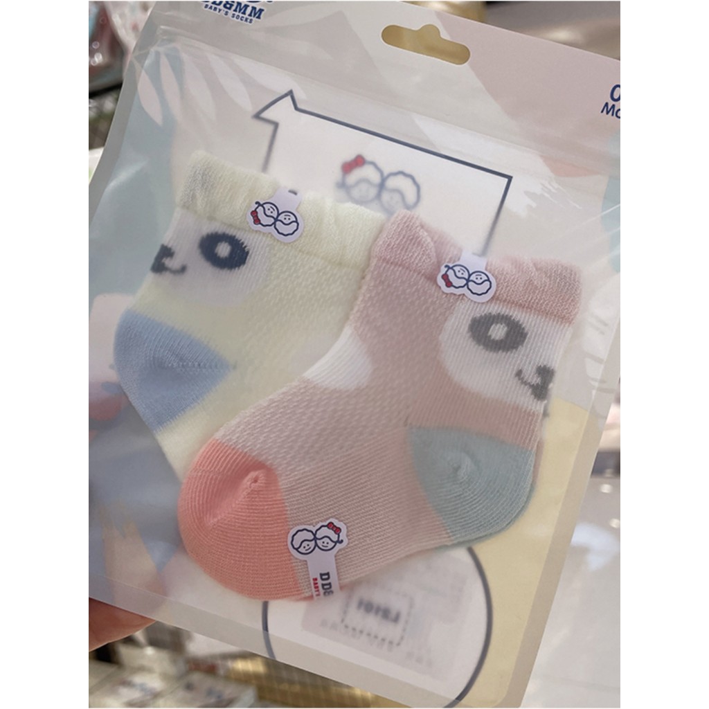 Meias recém-nascidas de algodão penteado primavera verão malha estilo fino meias de bebê 0-6 meses respirável boca solta