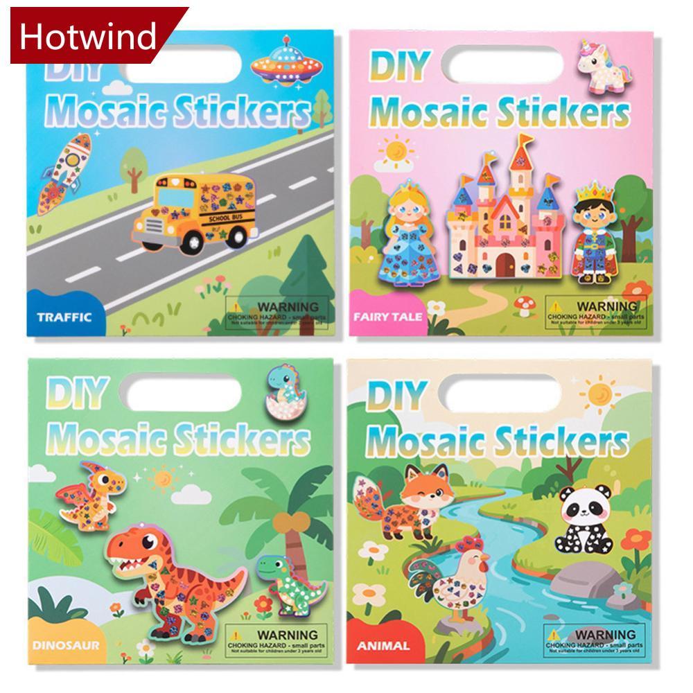 HOTWIND Crianças DIY Mosaico Adesivos Artesanato Kit Princesa Animal Tráfego Tema Espelho Graffiti Pintável Brinquedo Ed