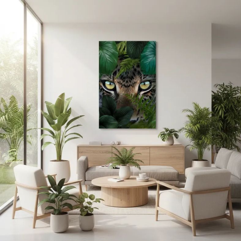 Quadro Arte Fauna Brasileira Decoração Olhar Onça Pintada Realista Selva Tela Canvas 60x40