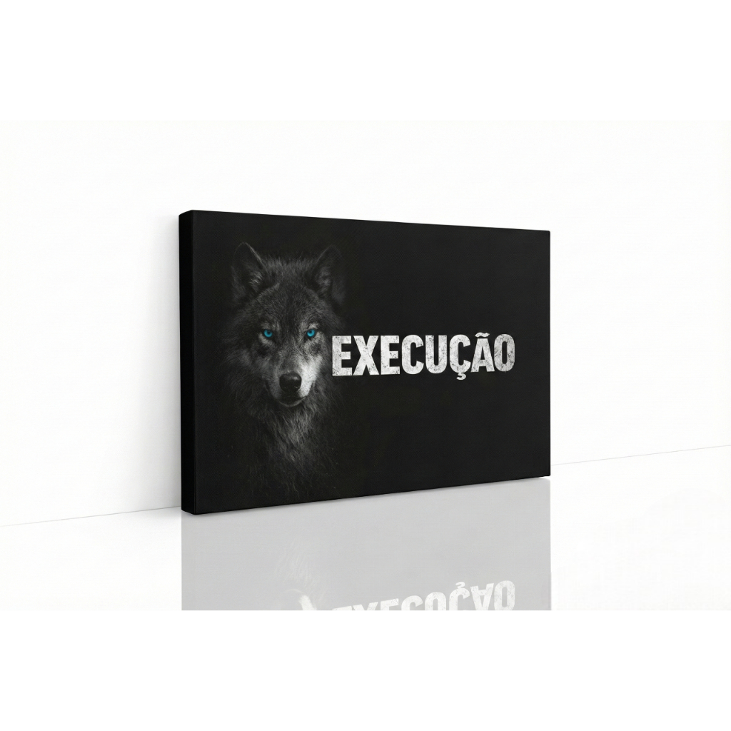 Quadro Motivacional Lobo Execução Foco Disciplina Sucesso Escritório