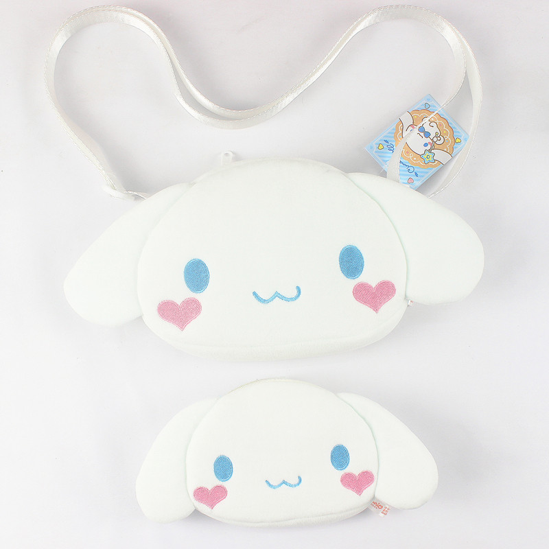 Estilo japonês novo estilo canela cão boneca de pelúcia brinquedo moeda bolsa canela cão pequeno cão branco saco do mens