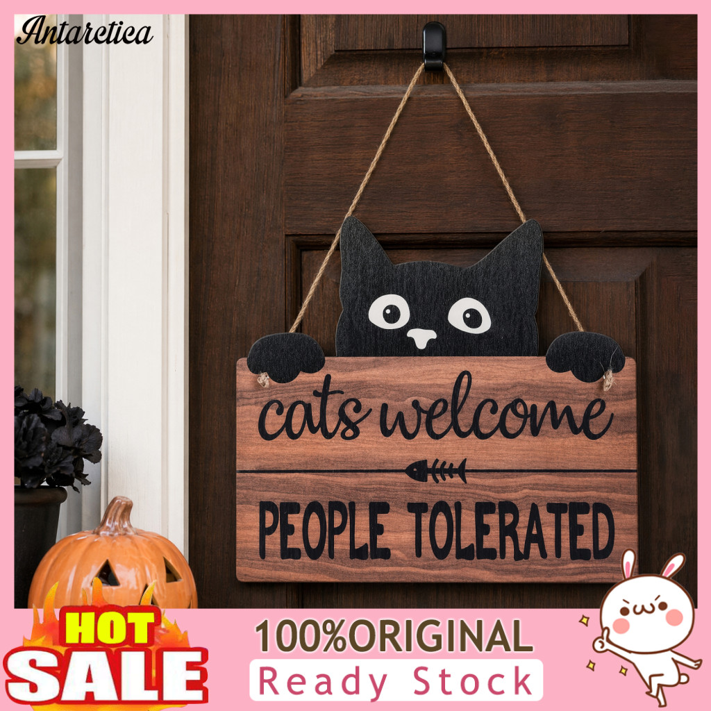 Custom Cat Door Hanger Halloween Wooden Sign with Cute Hanging Front Decor for Porch Indoor Wall Decoration Hemp for Sou