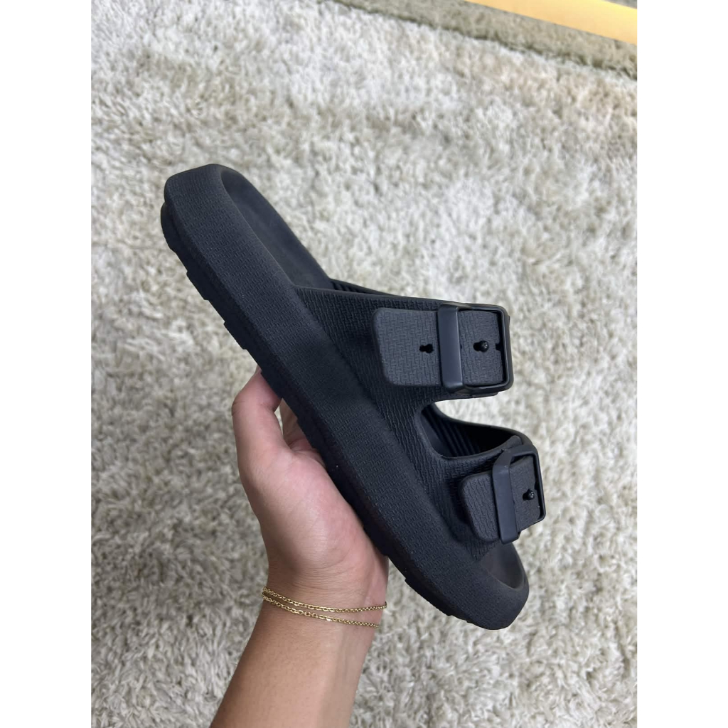sandalia slide urban buckle black