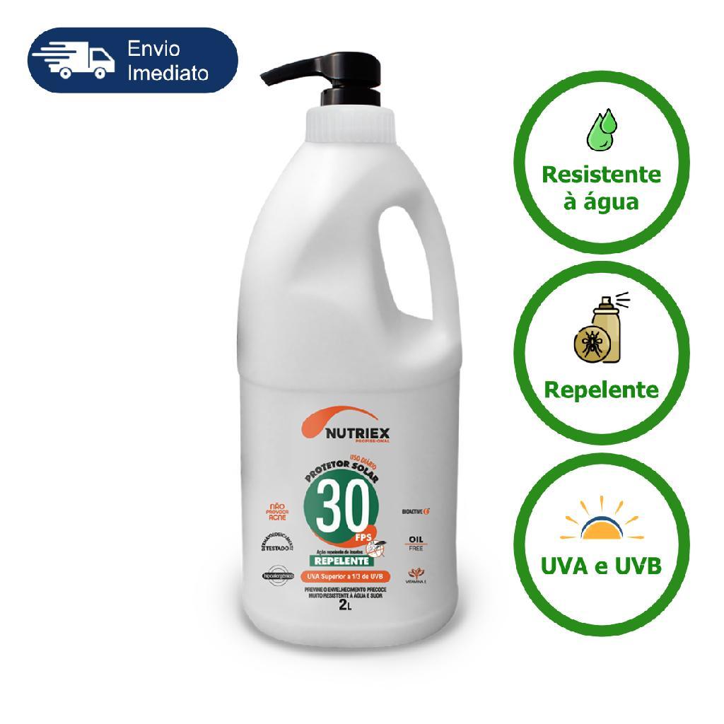 Protetor Solar Com Repelente FPS 30 Nutriex 2 Litros EPI Segurança Trabalhador Uso Empresa