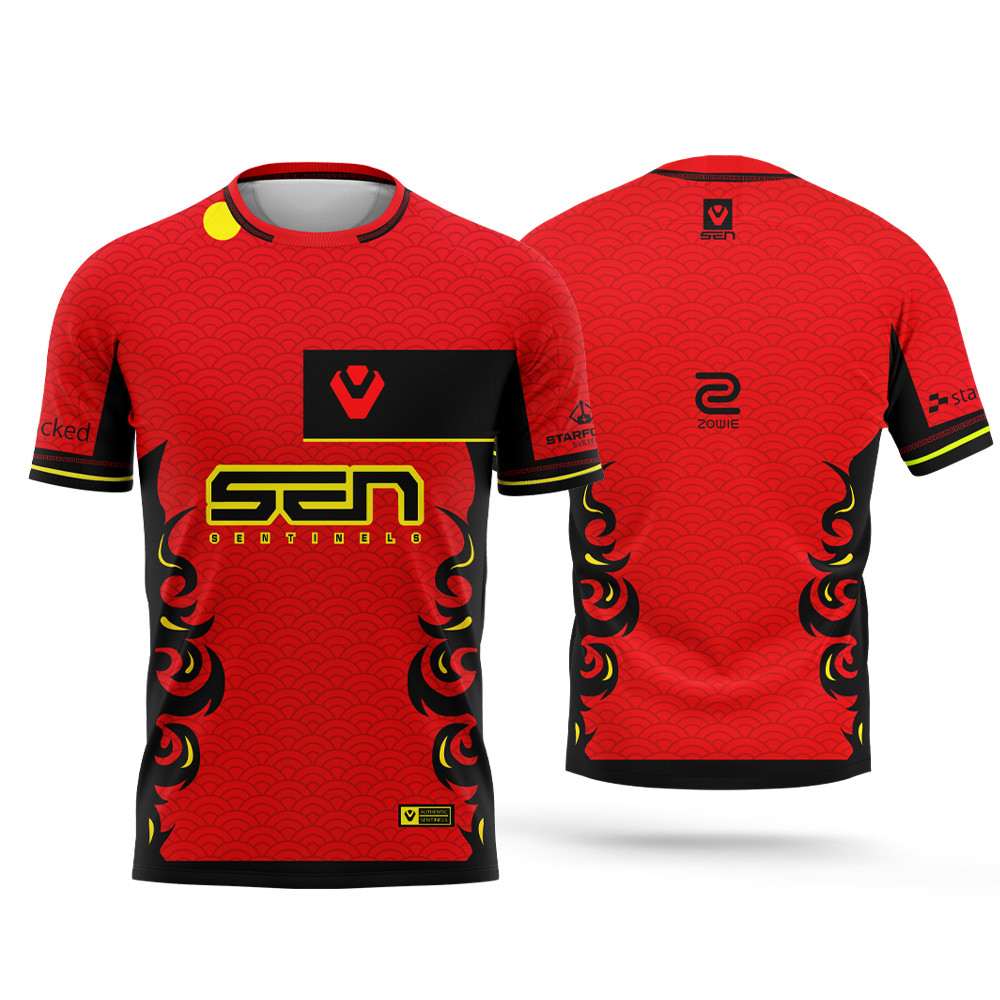 Novo 2025 Sentinels Team Gaming Jersey VALORANT Uniforme Esportivo Masculino Verão Casual Tops