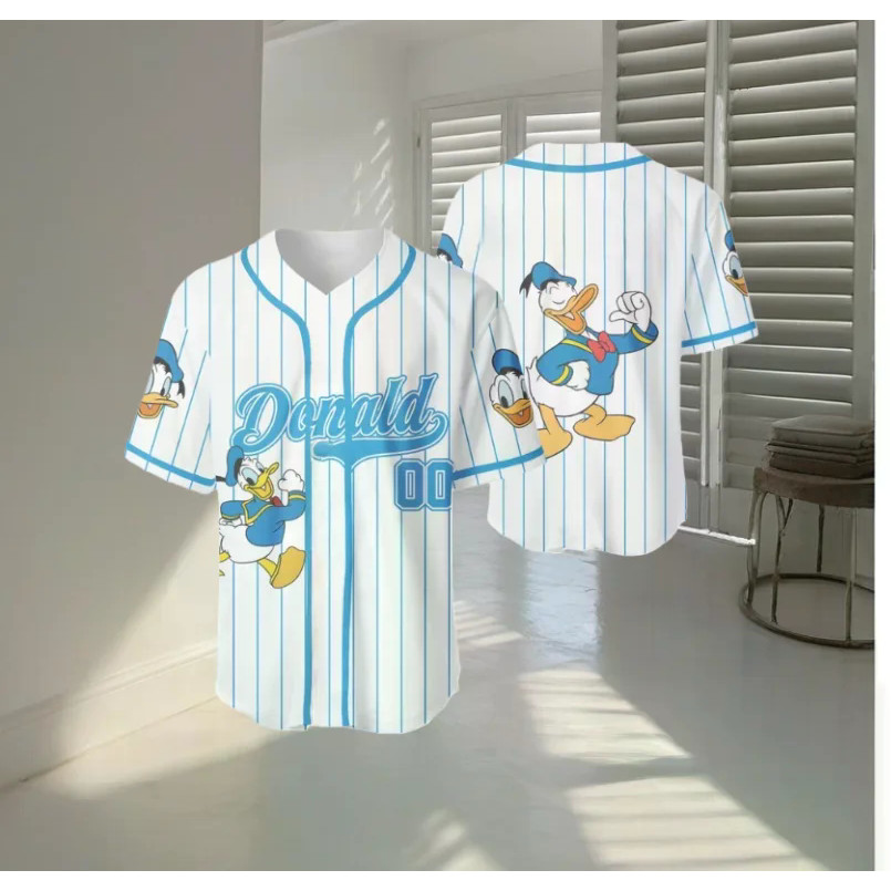 Nobleflying Personalizado Gratuito 2026 Verão Nova Camisa De Beisebol Do Pato Donald Unissex Moda Personalizada Na Camis