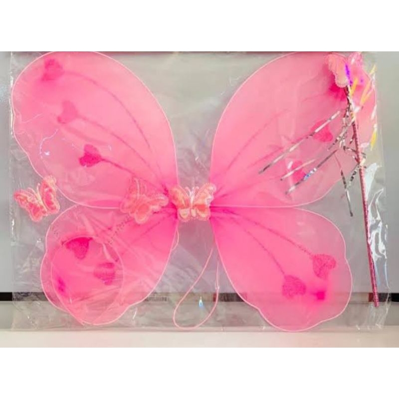 kit fantasia infantil borboleta com varrinha  cor rosa ou azul