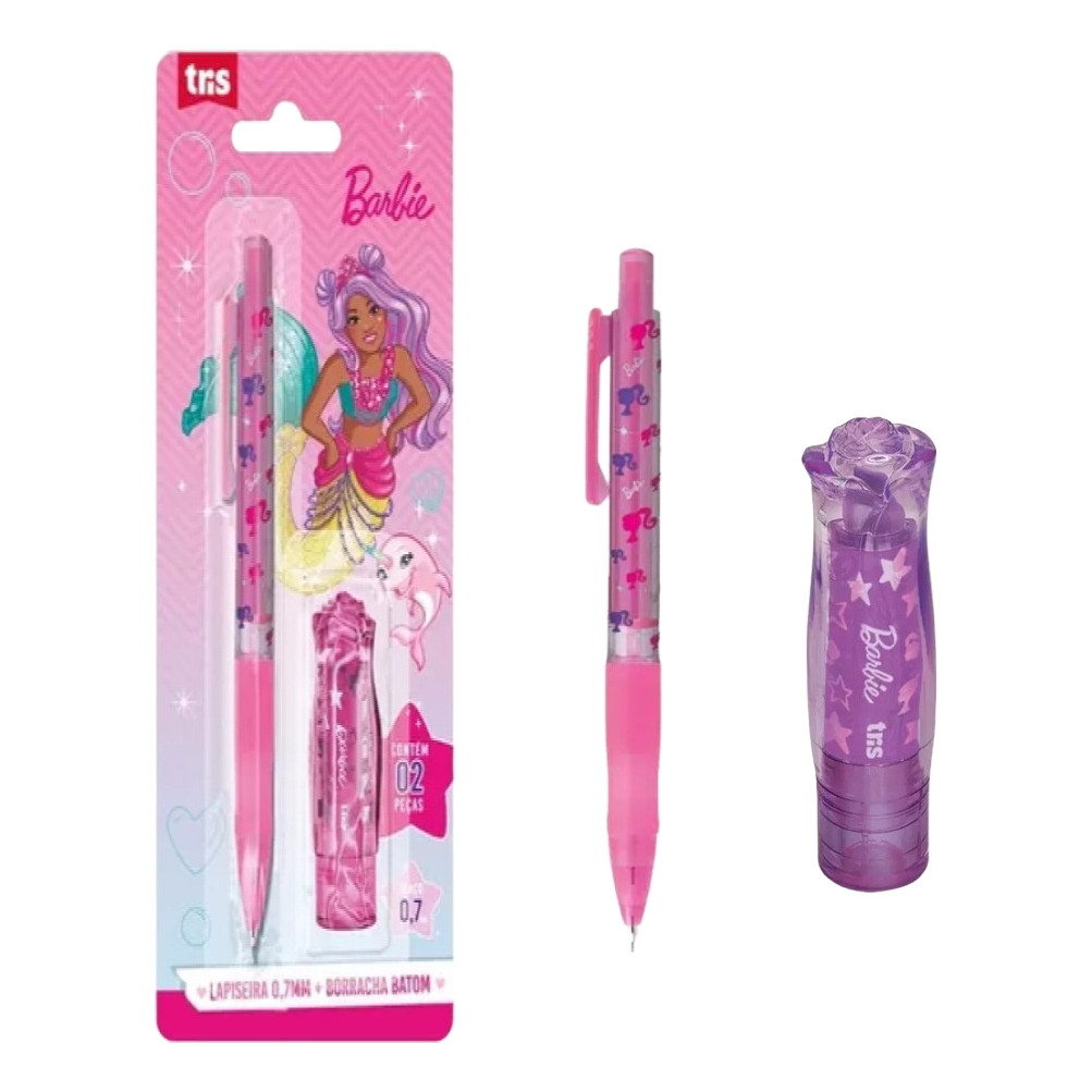 Lapiseira Tris Escolar Infantil 0.7mm Com Borracha Batom