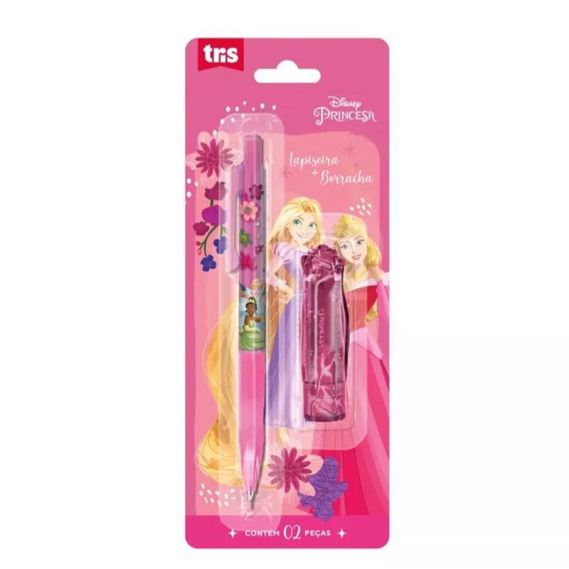 Kit Princesas Borracha Batom + Lapiseira 0,7mm - Tris, Material Escolar