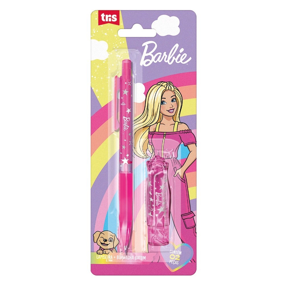 Kit Borracha Batom + Lapiseira 0,7mm Barbie - Tris