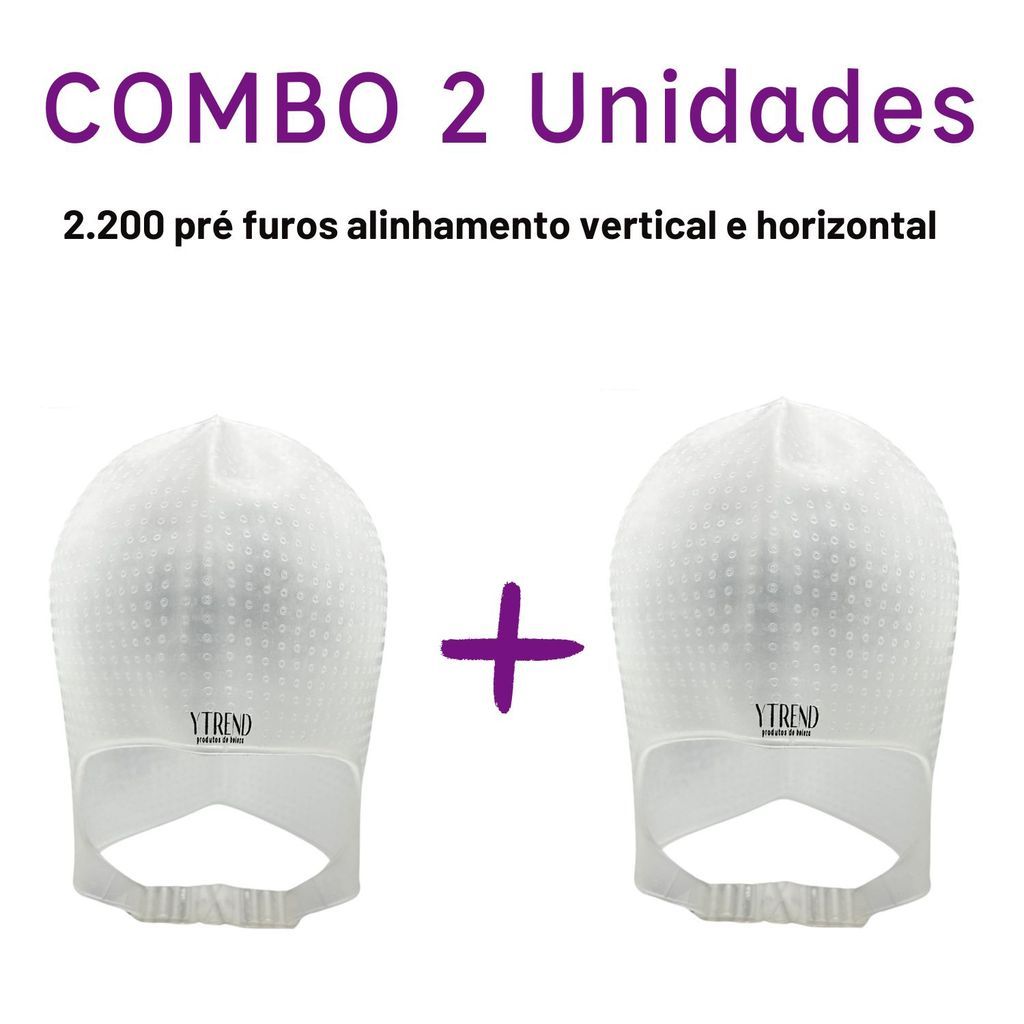 KIT 2 Toucas para Luzes Mechas Morena Iluminada Romana longa alinhada 2200 Furos Transparente YTREND