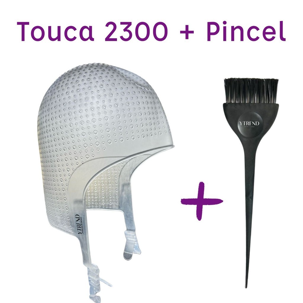 KIT Touca Transparente +Pincel Luzes Mechas Reflexos Morena Iluminada Loiras longa alinhada 2300 Furos cobre a nuca