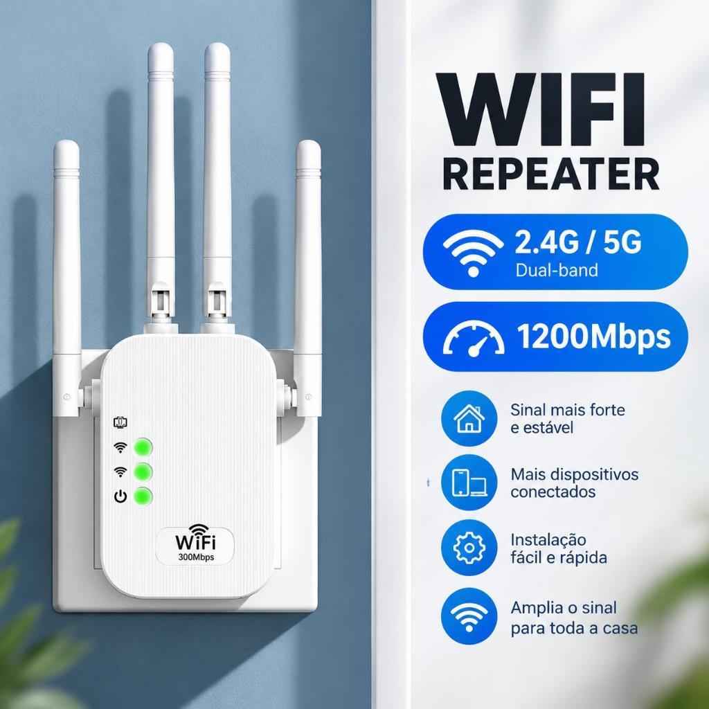Repetidor Amplificador De Sinal Wifi 1200/mbps Ultra Rápido sinal forte 110v/220v-G8