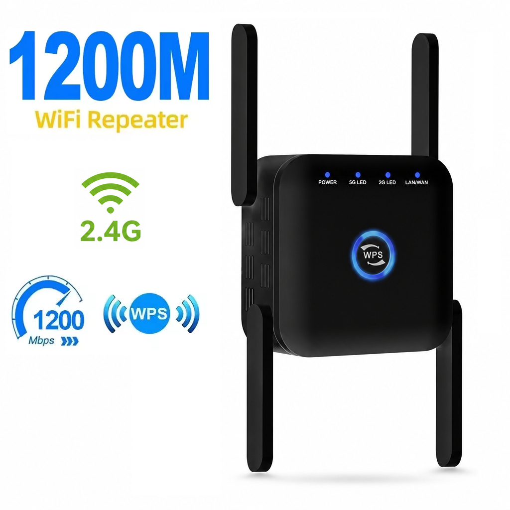 Amplificador de Sinal WiFi 1200Mbps 2.4GHz Repetidor Sem Fio Ultra Rápido Forte 110V/220V
