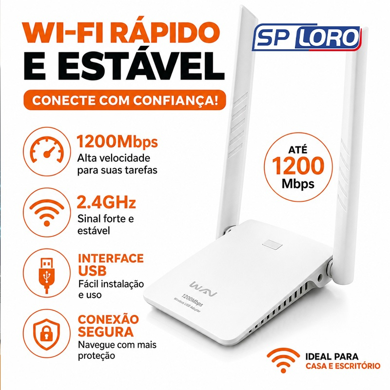 Repetidor WiFi 1200Mbps 2.4GHz Amplificador de Sinal Ultra Rápido e Forte para Rede Sem Fio AL-UW23D