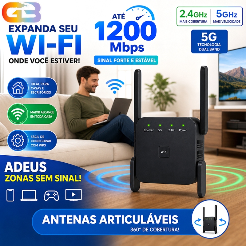 Repetidor WiFi 1200 Mbps 4 Antenas Ultra Rápido Sinal Forte rede sem fio Amplificador De Sinal  110V/220V WR54Q