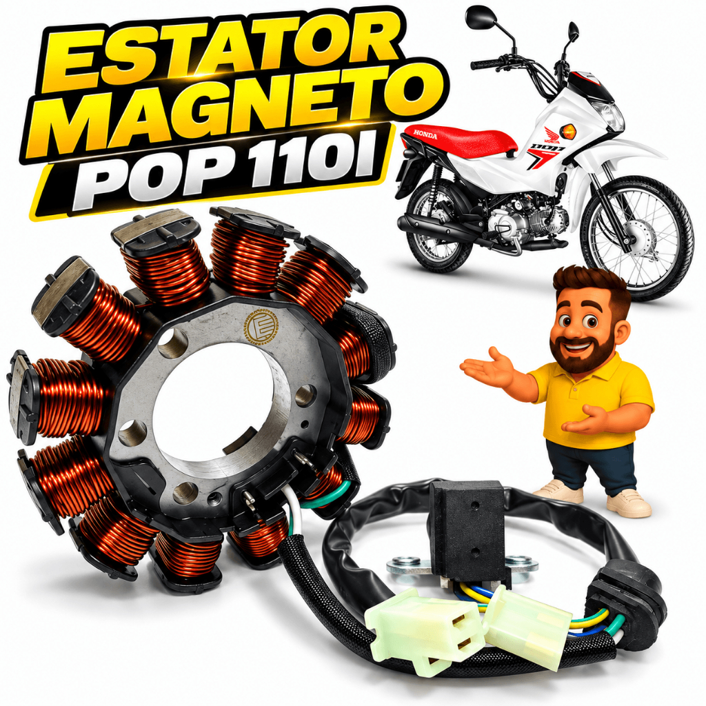 Estator Magneto Pop 110i Ano 2016 2017 2018 2019 2020 2021 2022 2023 com Bobina de Pulso - Embus