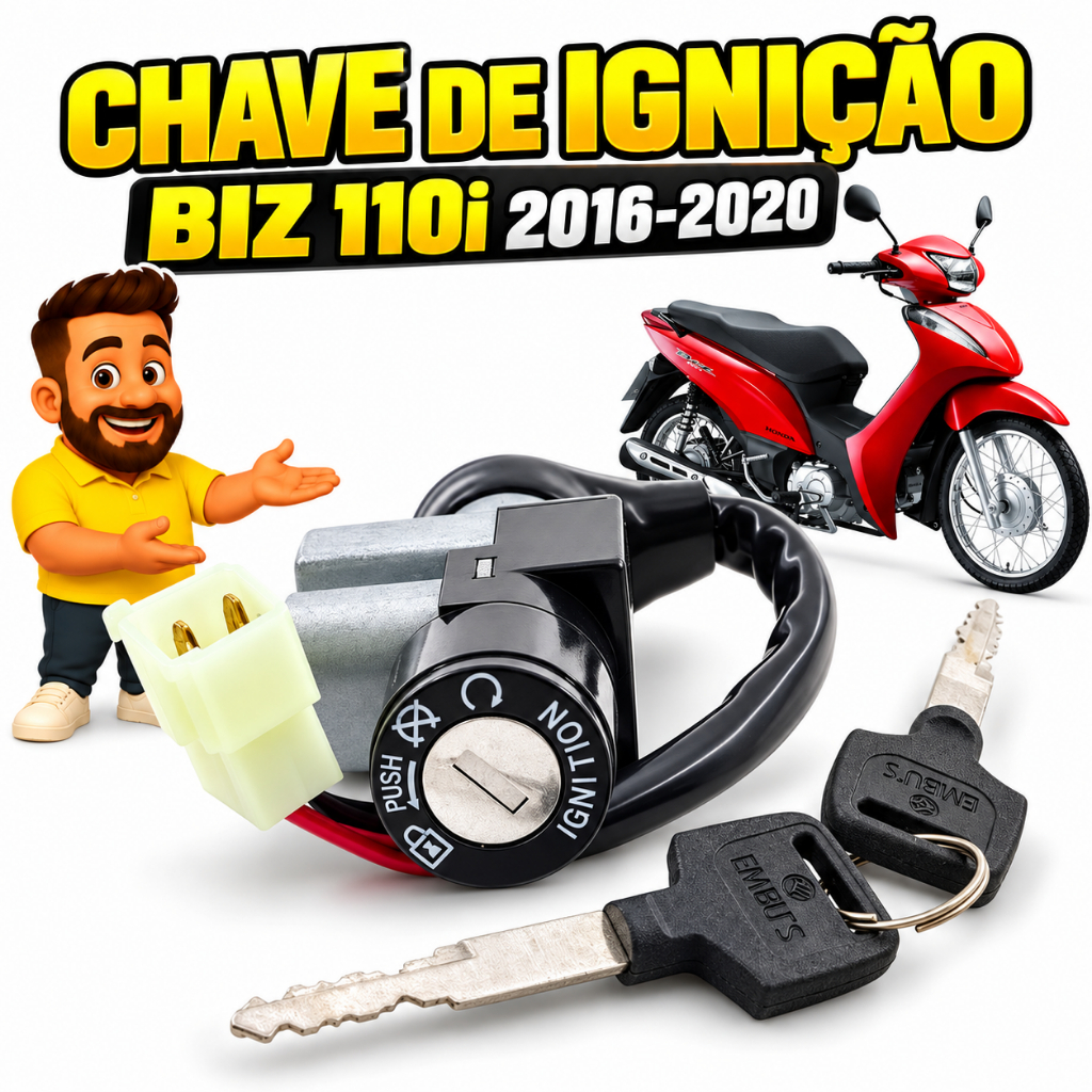 Chave De Ignição Contato Biz 110i Ano 2016 2017 2018 2019 2020 - Embus