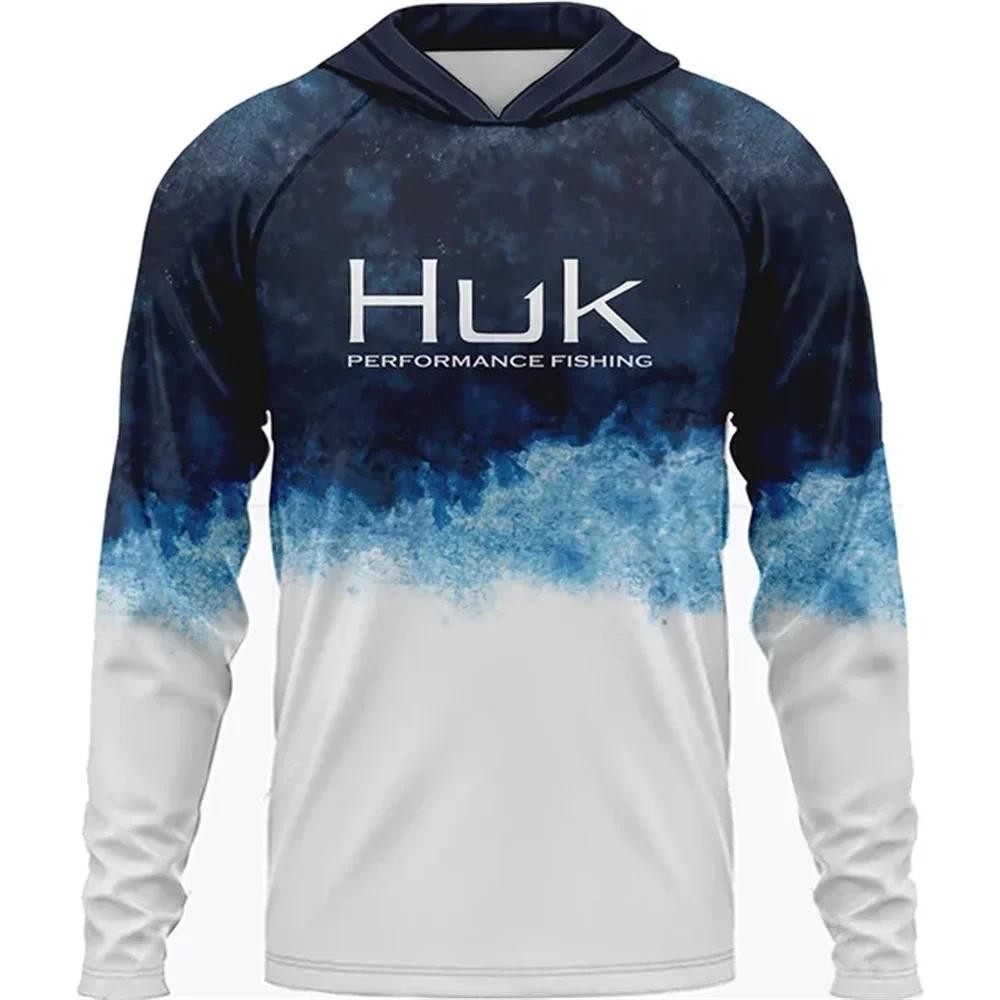 2026 Venda Camisas De Pesca De Verão HUK Manga Comprida Com Capuz Roupas Masculinas Upf 50 + Respiráveis Camisetas Promo