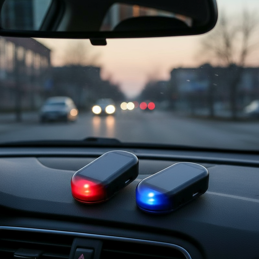 Luz de aviso de segurança simulada com energia solar USB LED piscando luz de alarme falsa para carro sem fio antirroubo